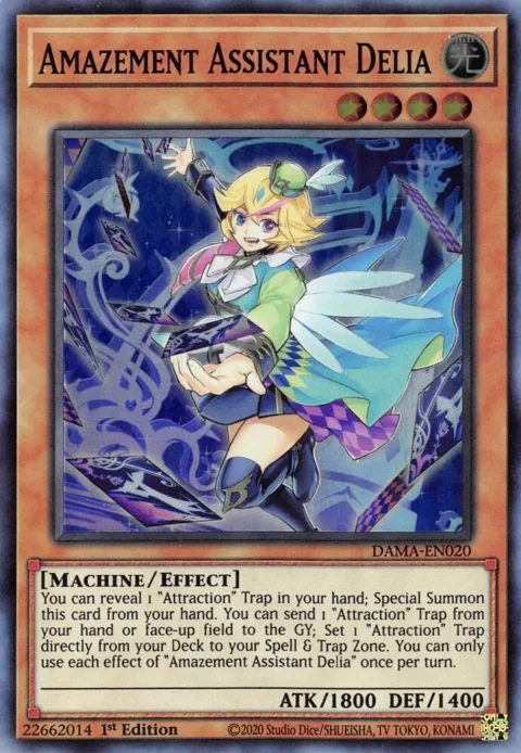 Amazement Assistant Delia DAMA-EN020 Yu-Gi-Oh card from Dawn of Majesty