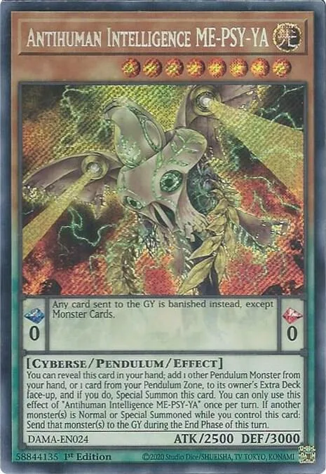 Antihuman Intelligence ME-PSY-YA DAMA-EN024 Yu-Gi-Oh card from Dawn of Majesty