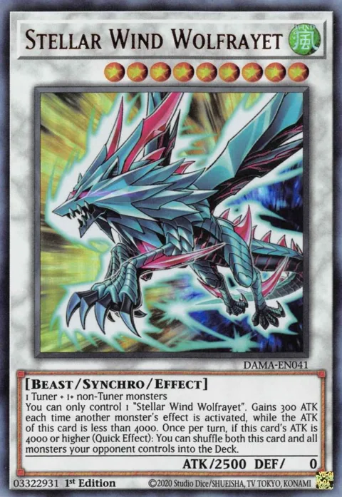 Stellar Wind Wolfrayet DAMA-EN041 Yu-Gi-Oh card from Dawn of Majesty