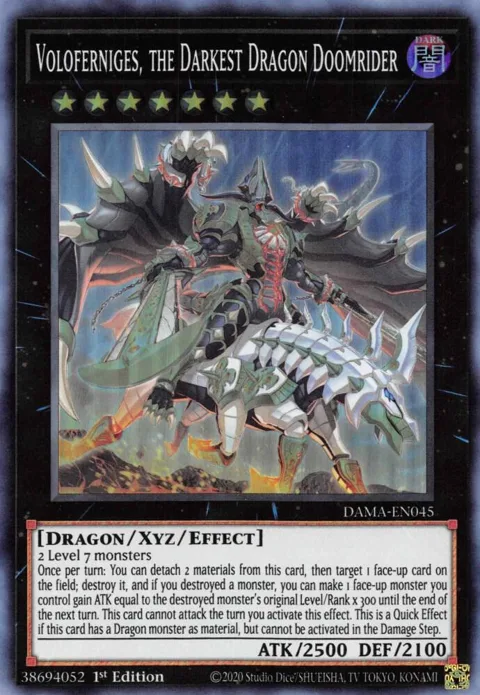 Voloferniges, the Darkest Dragon Doomrider DAMA-EN045 Yu-Gi-Oh card from Dawn of Majesty