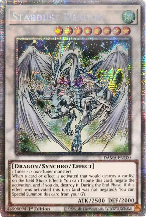Stardust Dragon Starlight Rare DAMA-EN100 Yu-Gi-Oh card from Dawn of Majesty