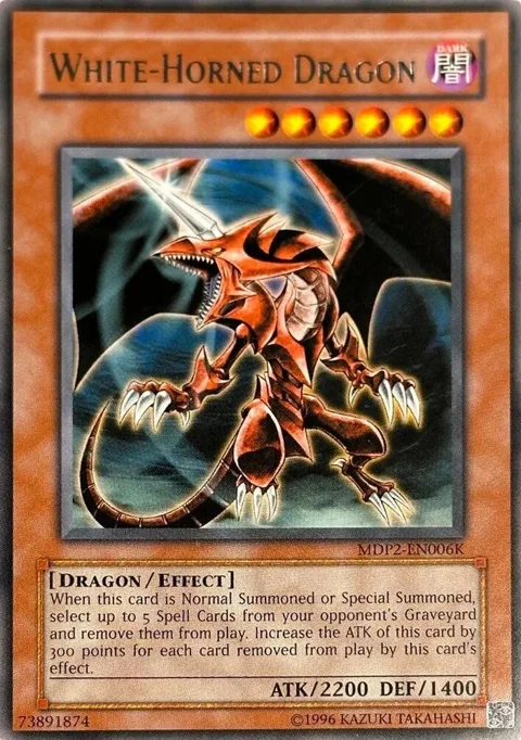 White-Horned Dragon MDP2-EN006K Yu-Gi-Oh card from Redemption Replacement