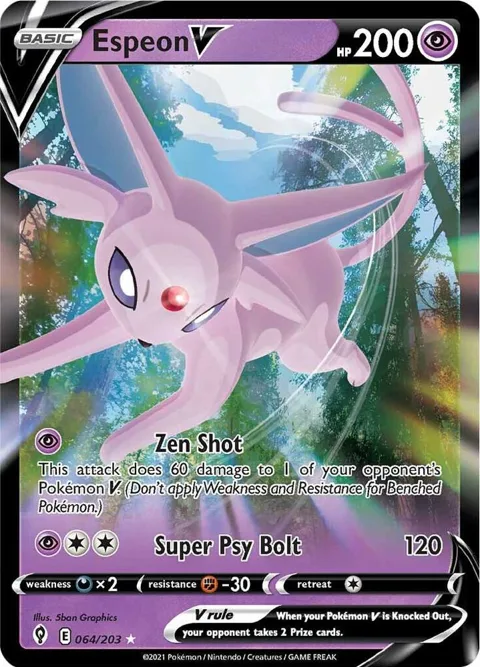 Espeon V #064/203 Holofoil Pokémon card from Evolving Skies