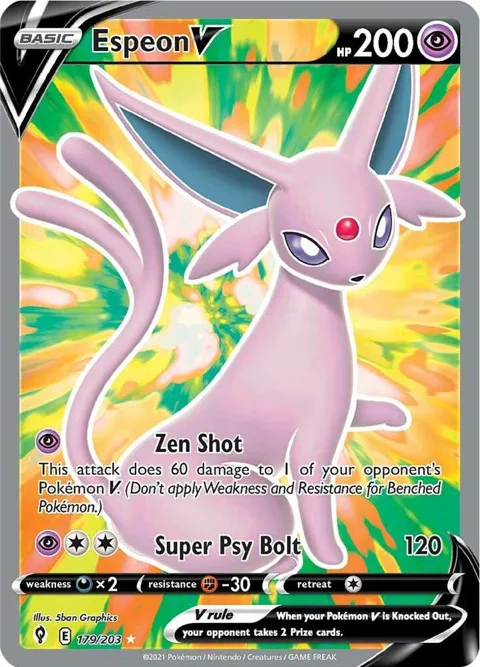 Espeon V Full Art #179/203 Holofoil Pokémon card from Evolving Skies