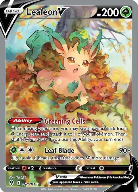 Leafeon V Alt Art #167/203 Holofoil Pokémon card from Evolving Skies