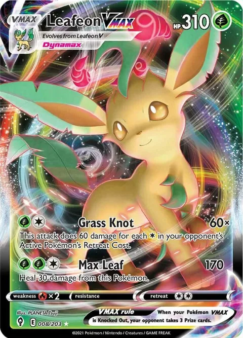 Leafeon VMAX #008/203 Holofoil Pokémon card from Evolving Skies