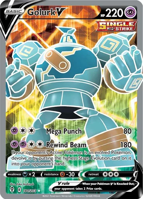 Golurk V Full Art #181/203 Holofoil Pokémon card from Evolving Skies