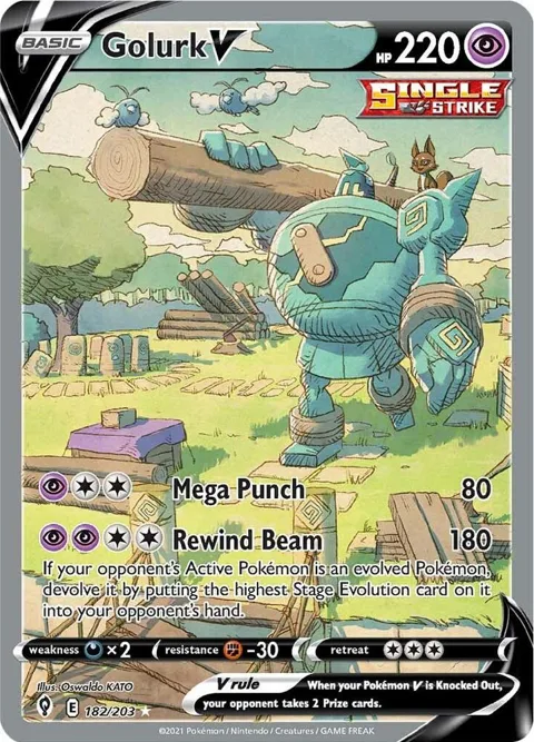 Golurk V Alt Art #182/203 Holofoil Pokémon card from Evolving Skies