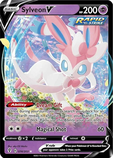 Sylveon V #074/203 Holofoil Pokémon card from Evolving Skies