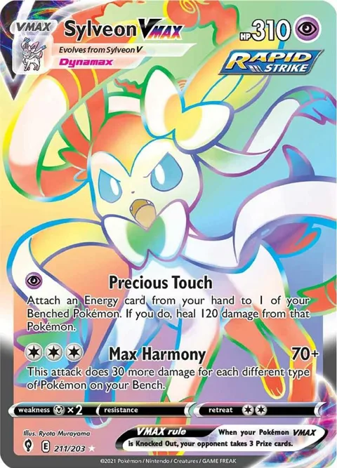 Sylveon VMAX Secret Rare #211/203 Holofoil Pokémon card from Evolving Skies