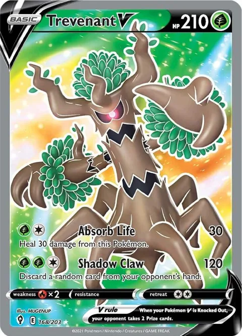 Trevenant V Full Art #168/203 Holofoil Pokémon card from Evolving Skies