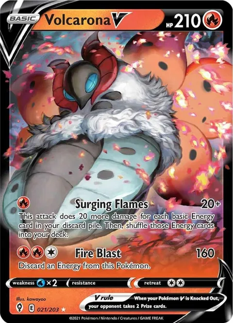 Volcarona V #021/203 Holofoil Pokémon card from Evolving Skies