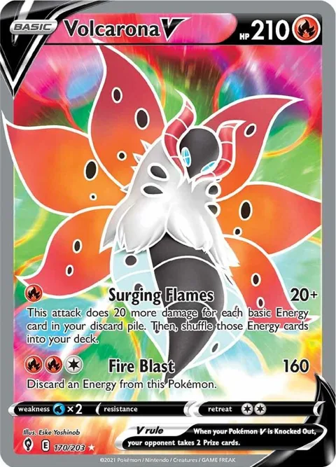 Volcarona V Full Art #170/203 Holofoil Pokémon card from Evolving Skies