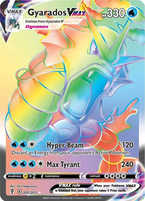 Gyarados VMAX Secret Rare #207/203 Holofoil Pokémon card from Evolving Skies