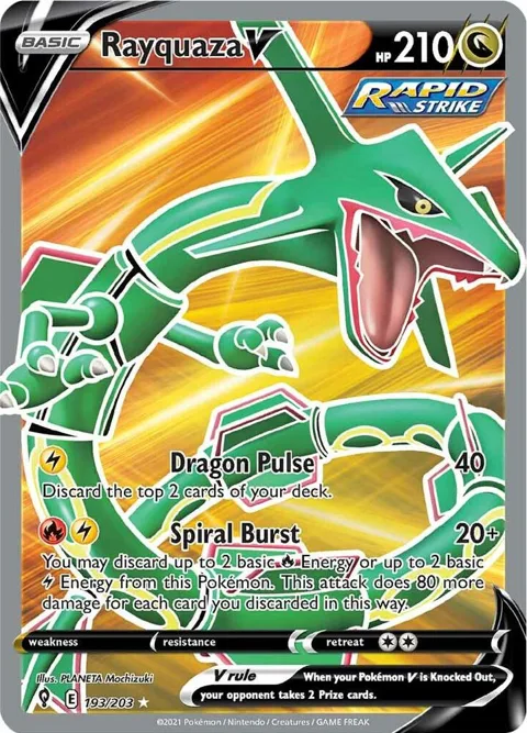 Rayquaza V Full Art #193/203 Holofoil Pokémon card from Evolving Skies