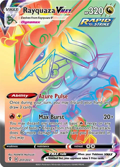 Rayquaza VMAX Secret Rare #217/203 Holofoil Pokémon card from Evolving Skies