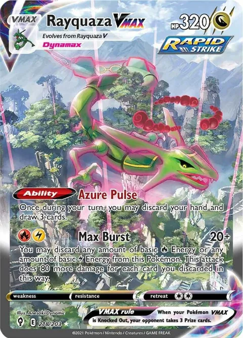 Rayquaza VMAX Alt Art #218/203 Holofoil Pokémon card from Evolving Skies