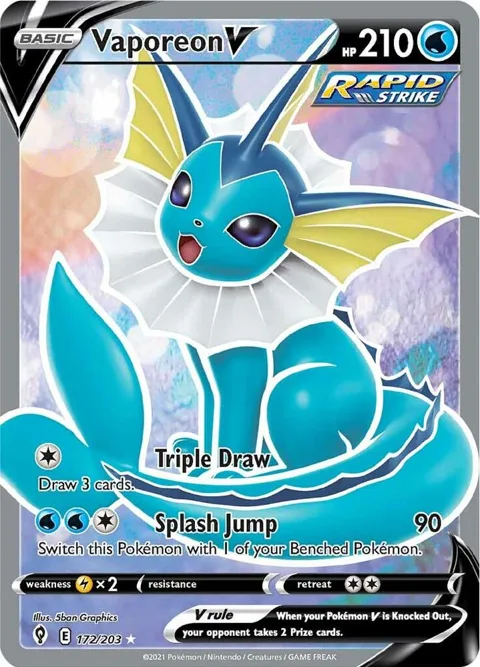 Vaporeon V Full Art #172/203 Holofoil Pokémon card from Evolving Skies