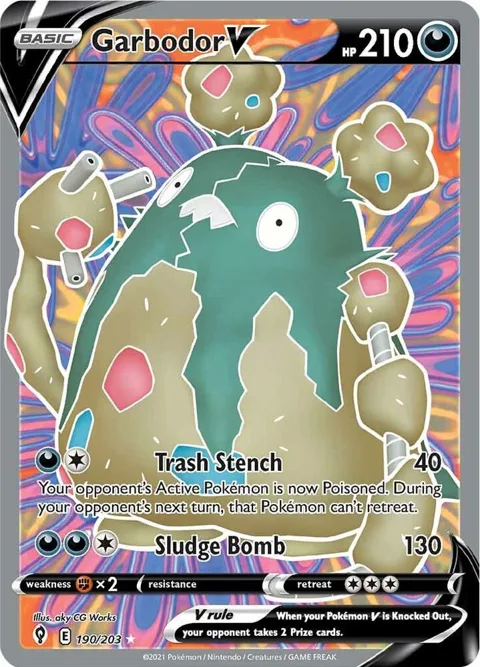 Garbodor V Full Art #190/203 Holofoil Pokémon card from Evolving Skies