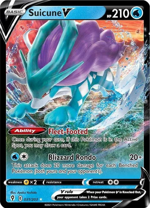 Suicune V #031/203 Holofoil Pokémon card from Evolving Skies