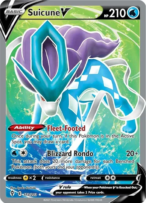 Suicune V Full Art #173/203 Holofoil Pokémon card from Evolving Skies