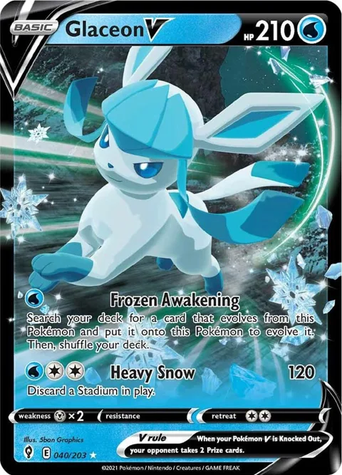 Glaceon V #040/203 Holofoil Pokémon card from Evolving Skies