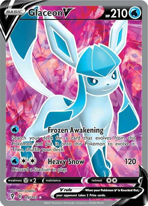 Glaceon V Full Art #174/203 Holofoil Pokémon card from Evolving Skies