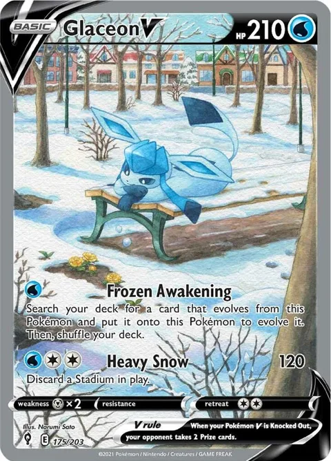 Glaceon V Alt Art #175/203 Holofoil Pokémon card from Evolving Skies