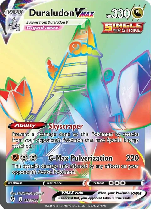 Duraludon VMAX Secret Rare #219/203 Holofoil Pokémon card from Evolving Skies