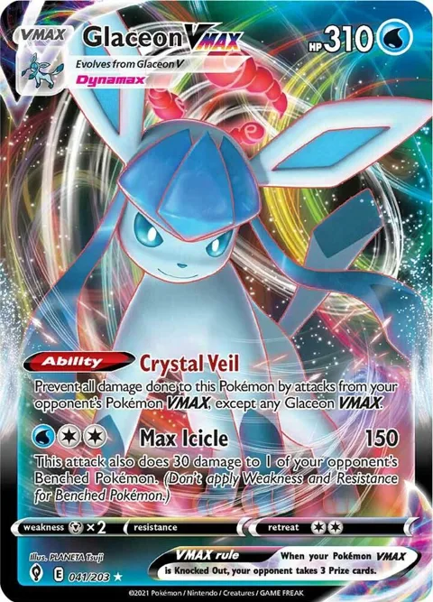 Glaceon VMAX #041/203 Holofoil Pokémon card from Evolving Skies