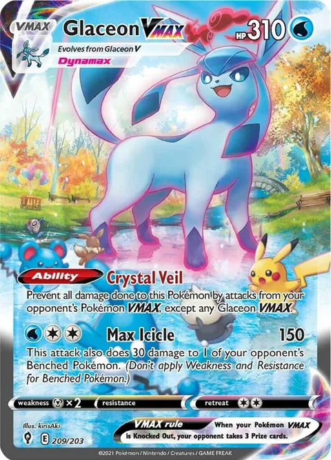 Glaceon VMAX Alt Art #209/203 Holofoil Pokémon card from Evolving Skies
