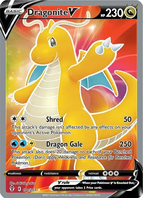Dragonite V Full Art #191/203 Holofoil Pokémon card from Evolving Skies