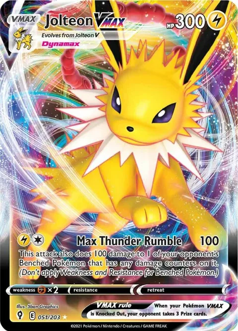 Jolteon VMAX #051/203 Holofoil Pokémon card from Evolving Skies