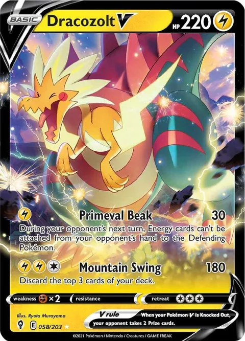 Dracozolt V #058/203 Holofoil Pokémon card from Evolving Skies