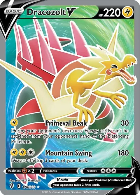 Dracozolt V Full Art #178/203 Holofoil Pokémon card from Evolving Skies