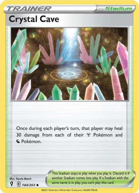 Crystal Cave #144/203 Reverse Holofoil Pokémon card from Evolving Skies