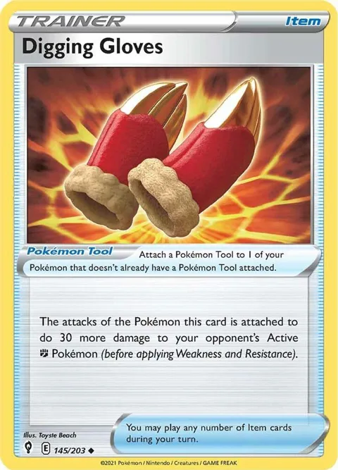 Digging Gloves #145/203 Reverse Holofoil Pokémon card from Evolving Skies