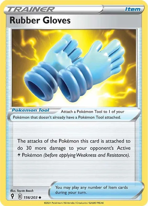 Rubber Gloves #156/203 Pokémon card from Evolving Skies