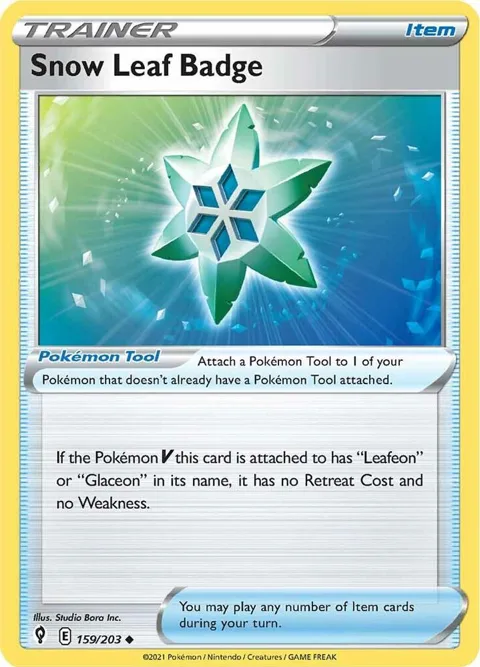 Snow Leaf Badge #159/203 Reverse Holofoil Pokémon card from Evolving Skies
