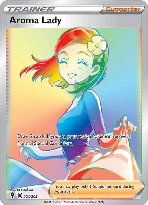 Aroma Lady Secret Rare #221/203 Holofoil Pokémon card from Evolving Skies