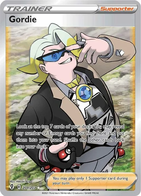Gordie Full Art #201/203 Holofoil Pokémon card from Evolving Skies