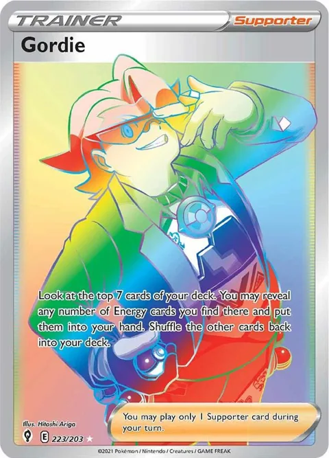 Gordie Secret Rare #223/203 Holofoil Pokémon card from Evolving Skies