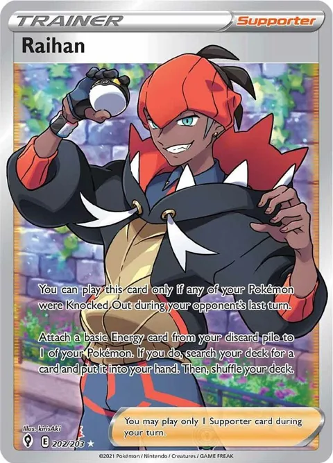Raihan Full Art #202/203 Holofoil Pokémon card from Evolving Skies