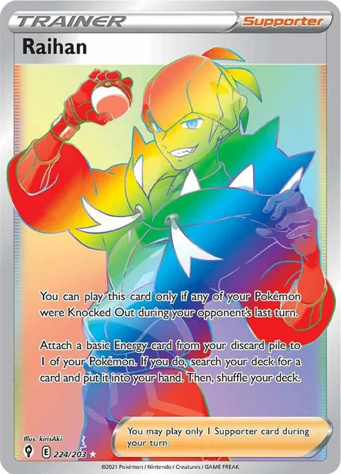 Raihan Secret Rare #224/203 Holofoil Pokémon card from Evolving Skies