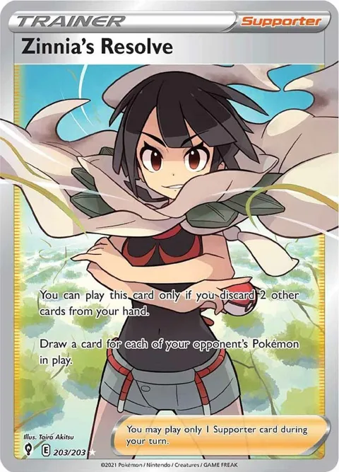 Zinnia's Resolve Full Art #203/203 Holofoil Pokémon card from Evolving Skies