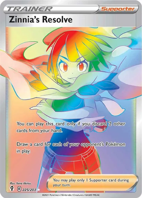 Zinnia's Resolve Secret Rare #225/203 Holofoil Pokémon card from Evolving Skies
