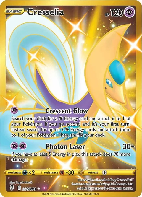 Cresselia Secret Rare #228/203 Holofoil Pokémon card from Evolving Skies