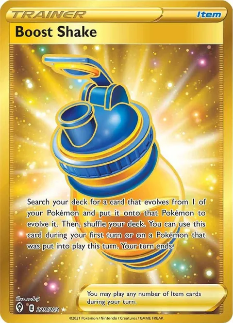 Boost Shake Secret Rare #229/203 Holofoil Pokémon card from Evolving Skies