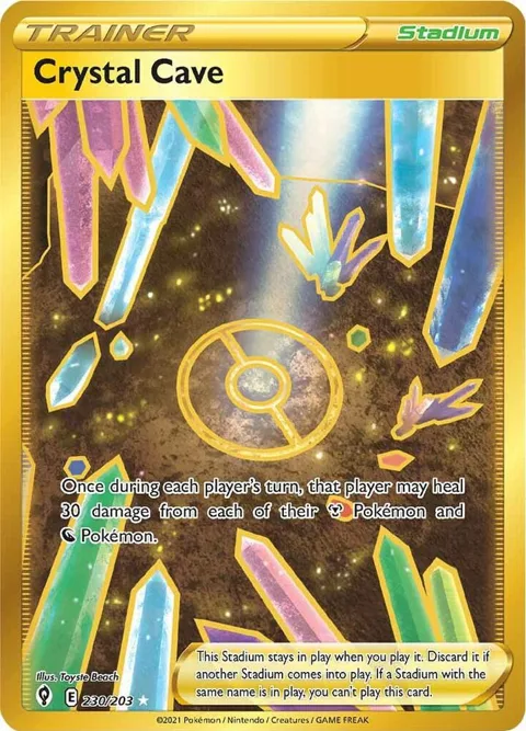 Crystal Cave Secret Rare #230/203 Holofoil Pokémon card from Evolving Skies