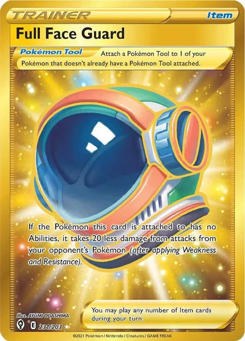 Full Face Guard Secret Rare #231/203 Holofoil Pokémon card from Evolving Skies